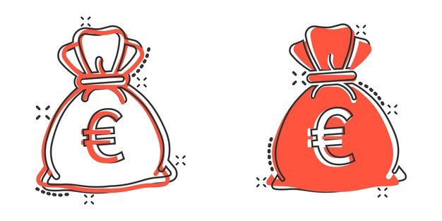 Vector icono de bolsa de dinero en estilo cómico ilustración de vector de dibujos animados de bolsa de dinero sobre fondo aislado