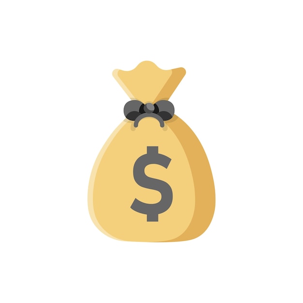 Icono de bolsa de dinero en estilo plano Ilustración de vector de bolsa de dinero sobre fondo aislado Concepto de negocio de signo de saco de moneda