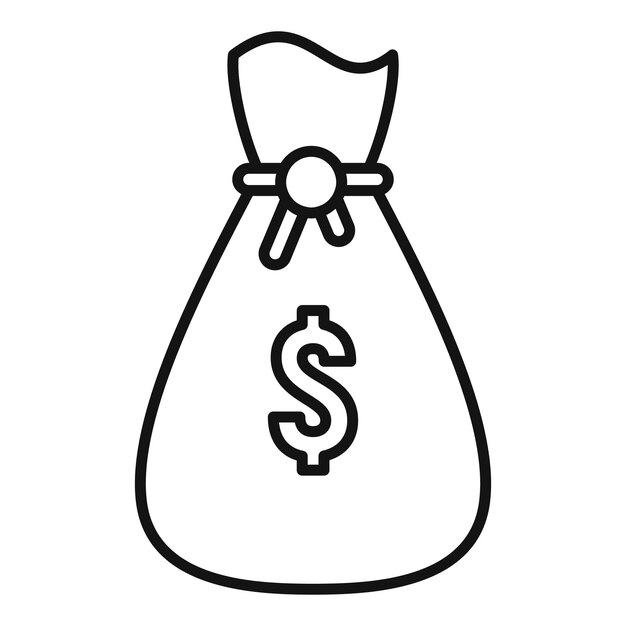 Icono de bolsa de dinero de gamificación Icono de vector de bolsa de dinero de gamificación de esquema para diseño web aislado sobre fondo blanco