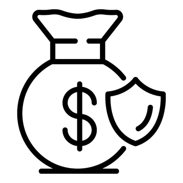 Icono de bolsa de dinero Icono de vector de bolsa de dinero de esquema para diseño web aislado sobre fondo blanco