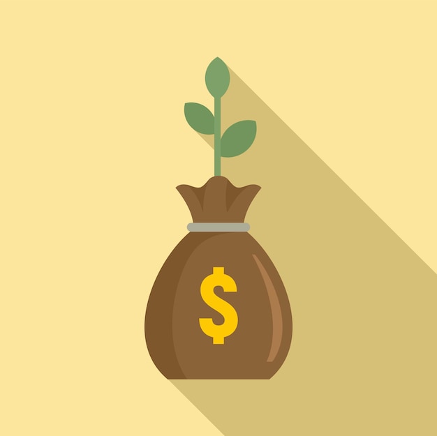 Icono de la bolsa de dinero de la planta Ilustración plana del icono vectorial de la bolsa de dinero de las plantas para el diseño web