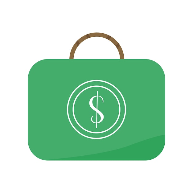 Icono de bolsa de dinero vector de bolsa de oro ilustración de caricatura de cuerda de tirón plana aislada en la espalda blanca