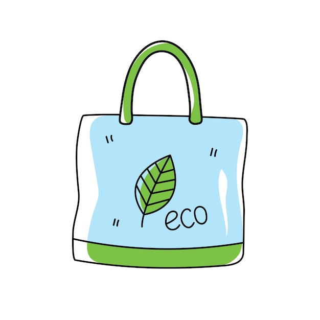 Vector icono de la bolsa ecológica ilustración vectorial en estilo doodle