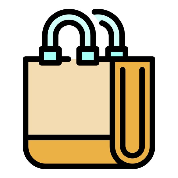 Icono de bolsa ecológica de tela Contorno de tela icono vectorial de bolsa ecológica color plano aislado