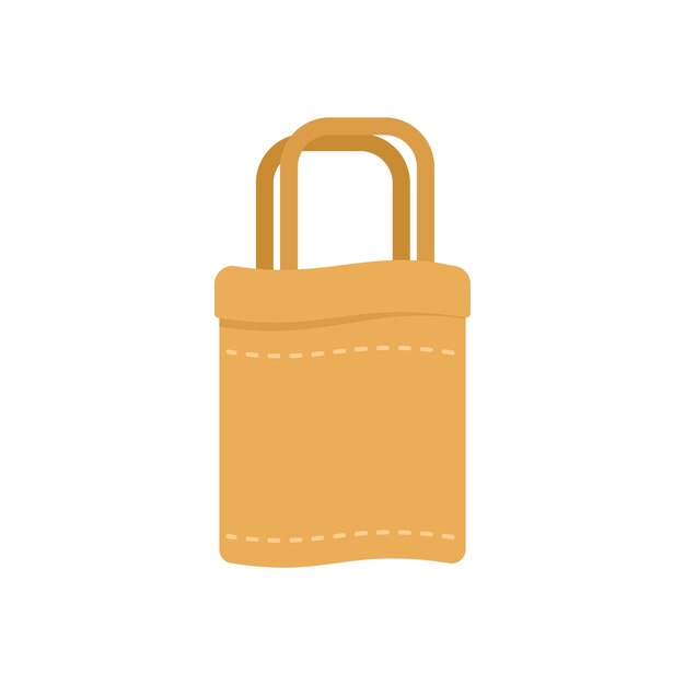 Icono de bolsa ecológica de tela vector plano Tela reutilizable Mango algodón aislado