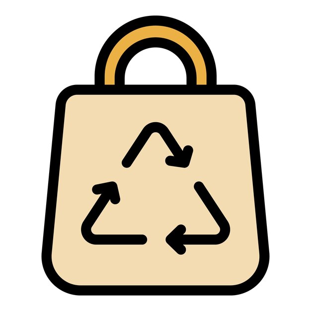 Icono de la bolsa ecológica textil Contorno del icono vectorial de la bolsa ecológica textil Color plano aislado