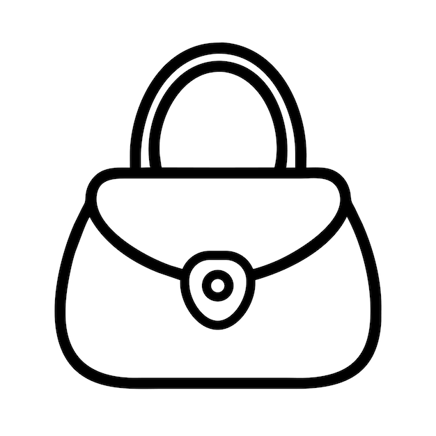 Icono de bolsa estilizada simple diseño de bolso de mano clásico para mujeres ilustración de estilo minimalista aislada