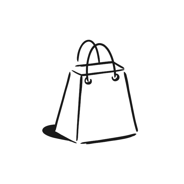 Icono de bolsa de garabato de compras Bosquejo negro dibujado a mano Vector EPS 10