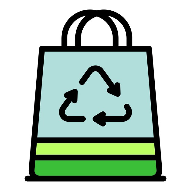 Icono de bolsa de papel Contorno bolsa de papel vector icono color plano aislado