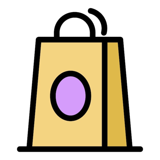 Icono de bolsa de papel de tienda Contorno icono de vector de bolsa de papel de tienda color plano aislado
