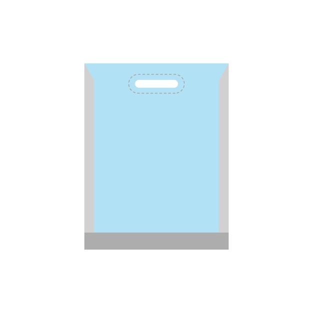 Icono de bolsa de plástico blanco en blanco en estilo plano aislado sobre fondo blanco