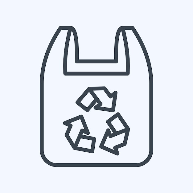 Icono Bolsa de plástico reciclada relacionada con el símbolo del medio ambiente Estilo de línea diseño simple editable