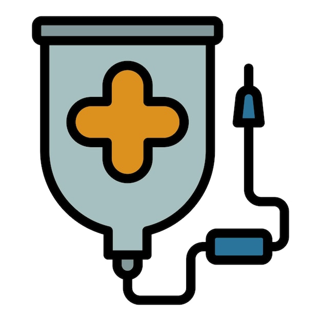 Icono de la bolsa de sangre médica Contorno del icono vectorial de la bola de sangre médica Color plano aislado