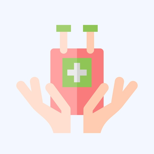 Icono Bolsa de sangre relacionada con el símbolo de donación de sangre estilo plano diseño simple editable