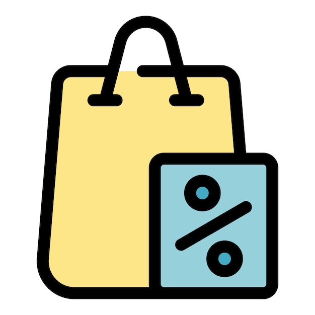 Icono de la bolsa de la tienda Contorno Icono vectorial de la mochila de la tienda Color plano aislado