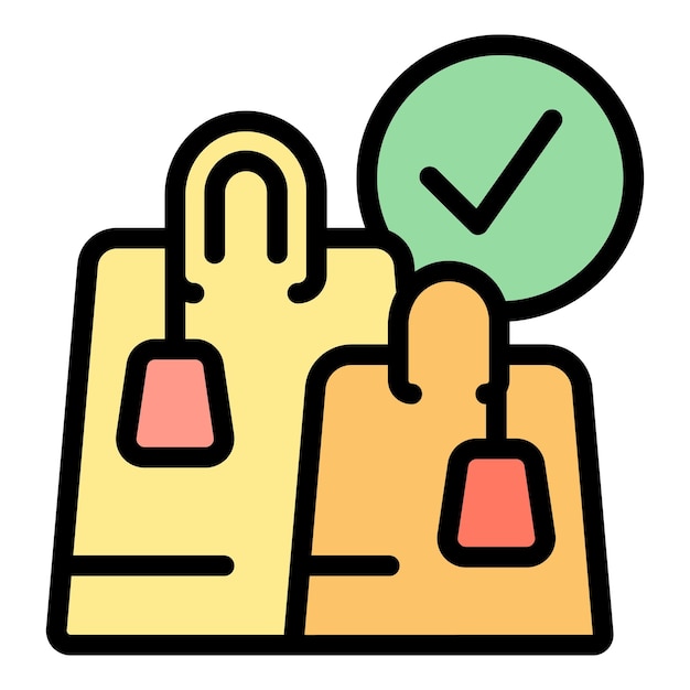 Icono de bolsa de tienda en línea vector de contorno Carrito de compra Color de pago del cliente plano