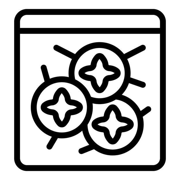 Icono de bolsa de vacío de alimentos cortados vector de contorno Carne congelada Sello vegetal