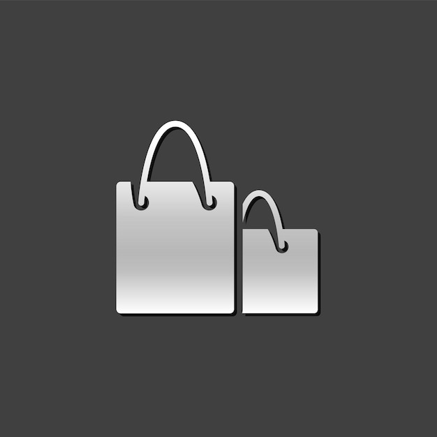 Icono de bolsas de compras en estilo de color gris metálicoComprar en el comercio electrónico
