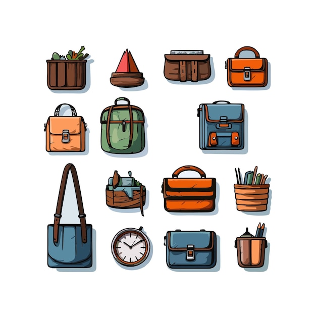 Vector icono de bolsas y lápices