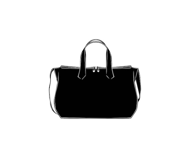 Icono de bolso de mano para mujeres Ilustración en blanco y negro de bolso para mujeres