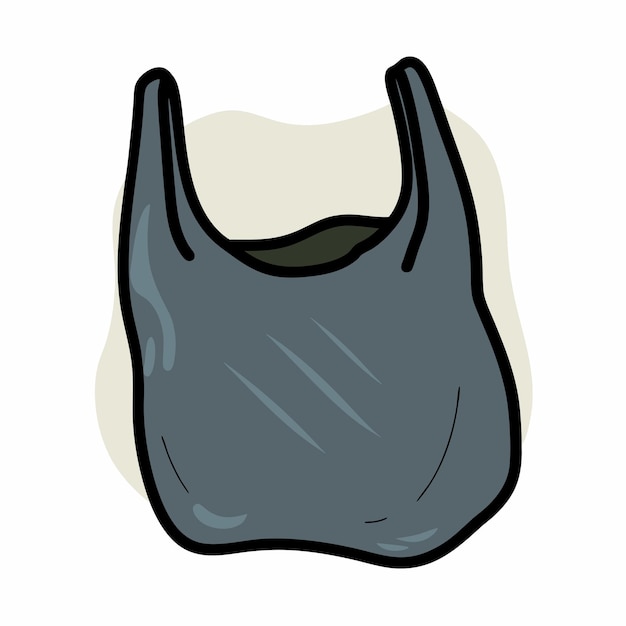 Icono de un bolso de plástico dibujado a mano por vector en un fondo blanco aislado