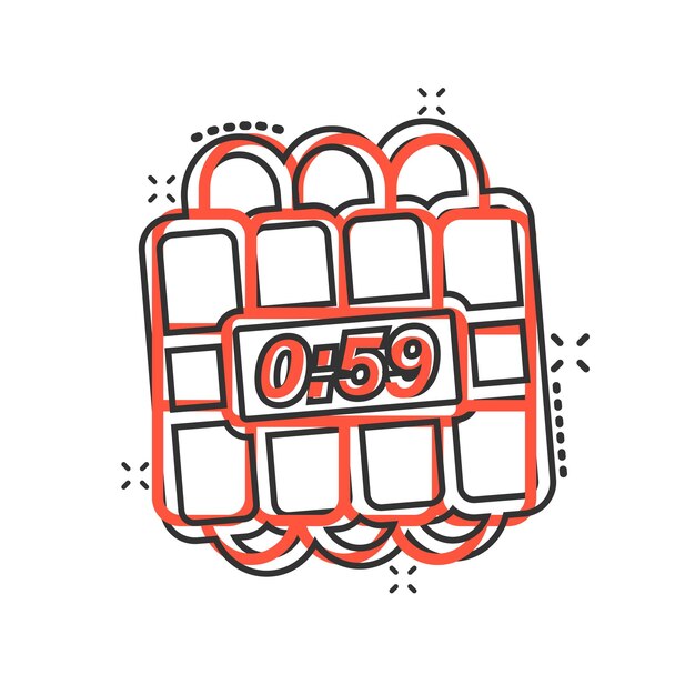 Icono de bomba en estilo cómic Ilustración de vector de dibujos animados de dinamita sobre fondo blanco aislado Concepto de negocio de efecto de salpicadura C4 tnt