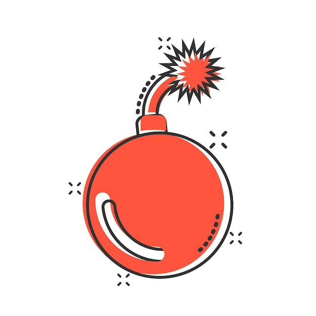 Icono de bomba en estilo cómico Ilustración de vector de dibujos animados de dinamita sobre fondo blanco aislado Concepto de negocio de efecto de salpicadura C4 tnt
