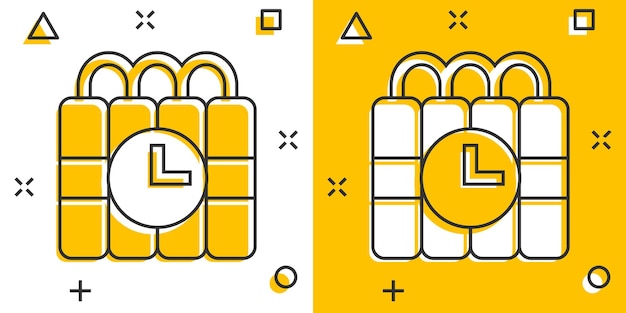Icono de bomba en estilo cómico Ilustración de vector de dibujos animados de dinamita sobre fondo blanco aislado Concepto de negocio de efecto de salpicadura C4 tnt