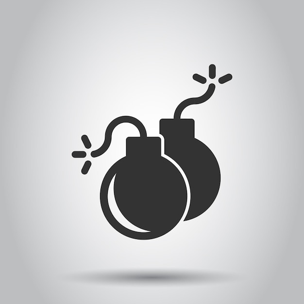 Icono de bomba en estilo plano Ilustración de vector de dinamita sobre fondo blanco aislado concepto de negocio C4 tnt
