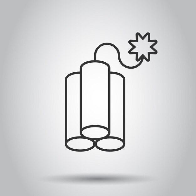 Icono de bomba en estilo plano Ilustración de vector de dinamita sobre fondo blanco aislado concepto de negocio C4 tnt