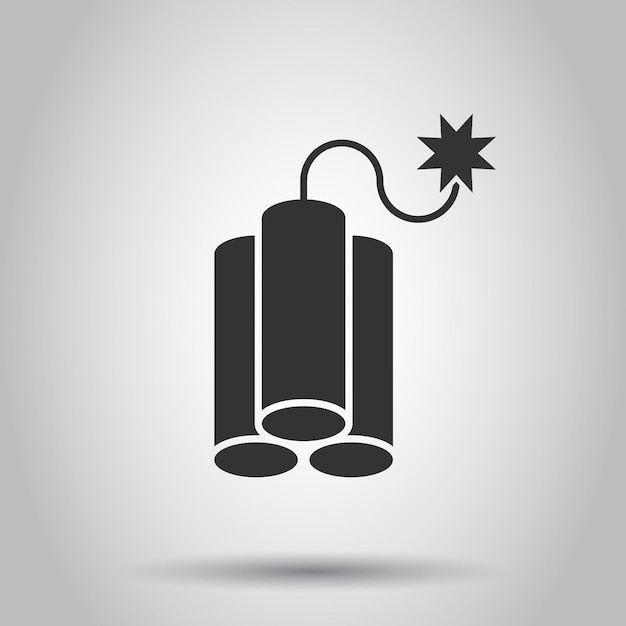 Icono de bomba en estilo plano Ilustración de vector de dinamita sobre fondo blanco aislado concepto de negocio C4 tnt