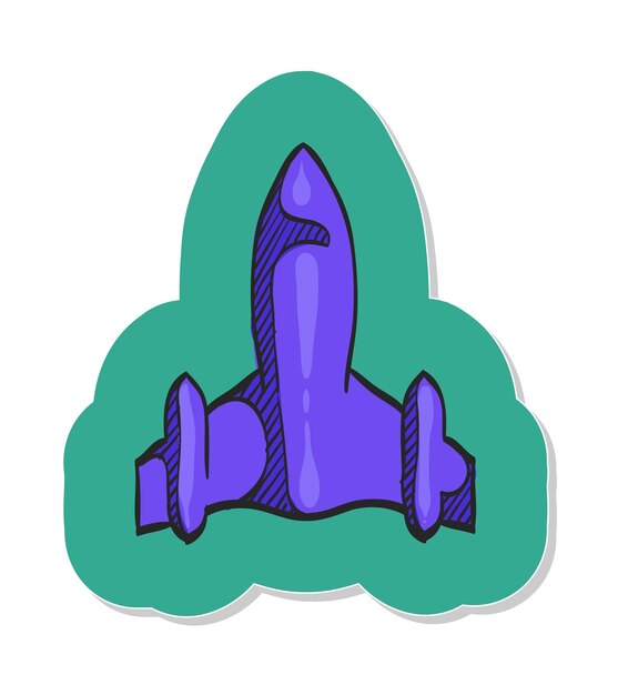 Icono de bombardero sigiloso dibujado a mano en la ilustración de vector de estilo de etiqueta