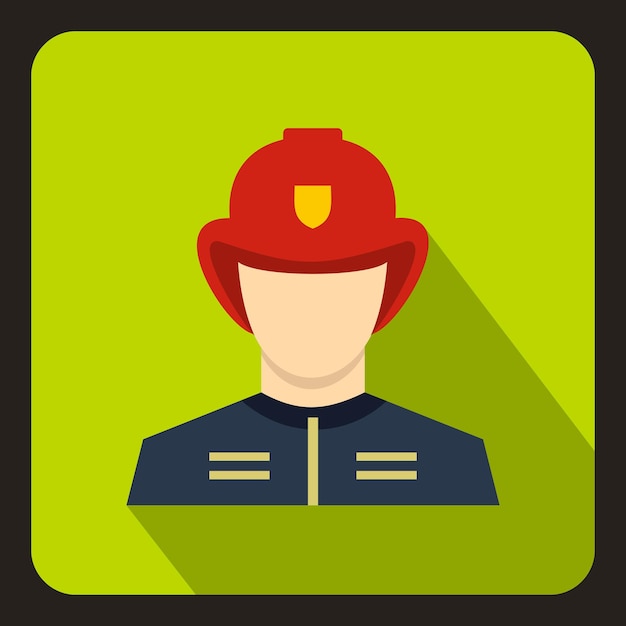 Icono de bombero en estilo plano con larga sombra Ilustración de vector de símbolo de personas