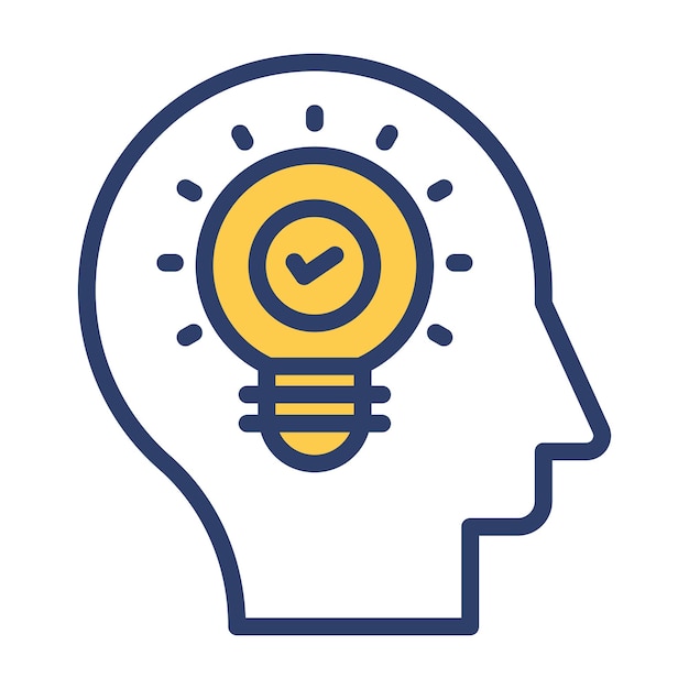 Icono de la bombilla con cabeza humana que muestra el concepto de pensamiento creativo