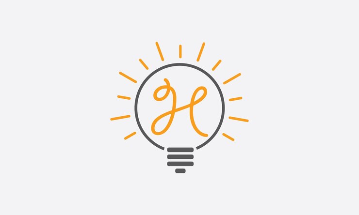 Vector el icono de la bombilla es la letra h, el símbolo de la idea es la ilustración vectorial en un estilo plano.