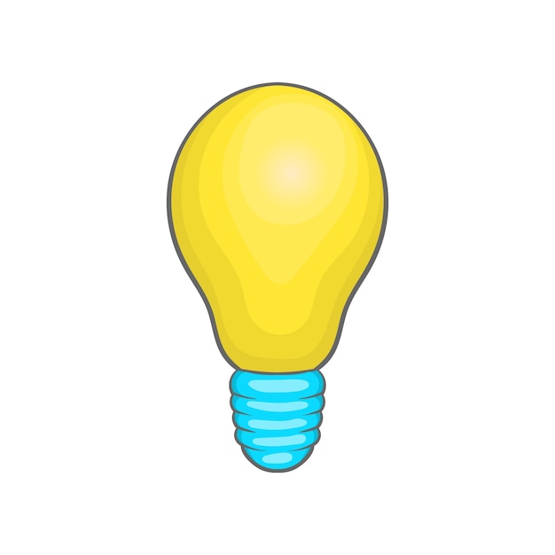 Icono de bombilla en estilo de dibujos animados aislado en fondo blanco Símbolo de iluminación
