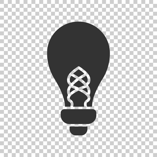 Icono de bombilla en estilo plano Ilustración de vector de bombilla sobre fondo blanco aislado Concepto de negocio de signo de lámpara de energía