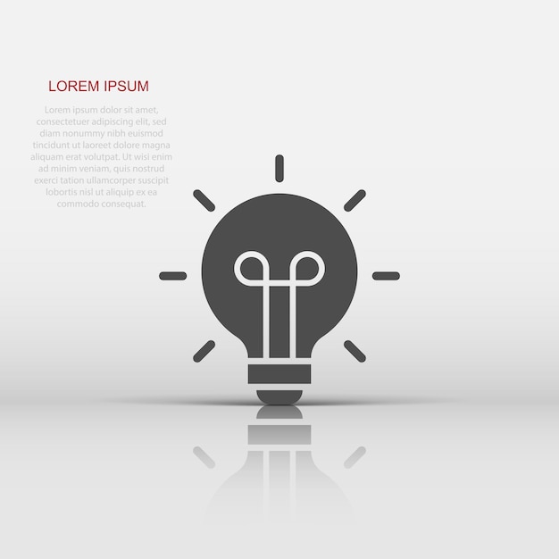 Icono de bombilla en estilo plano Ilustración vectorial de bombilla en fondo blanco aislado Concepto de negocio de idea de lámpara