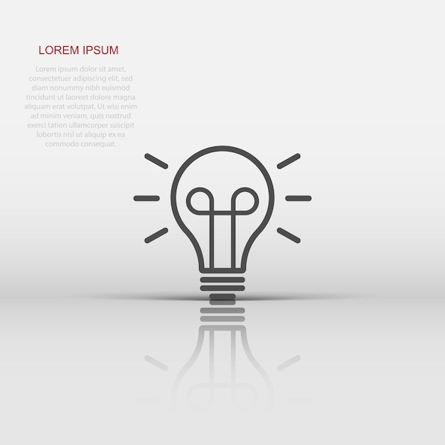Icono de bombilla en estilo plano Ilustración vectorial de bombilla en fondo blanco aislado Concepto de negocio de idea de lámpara