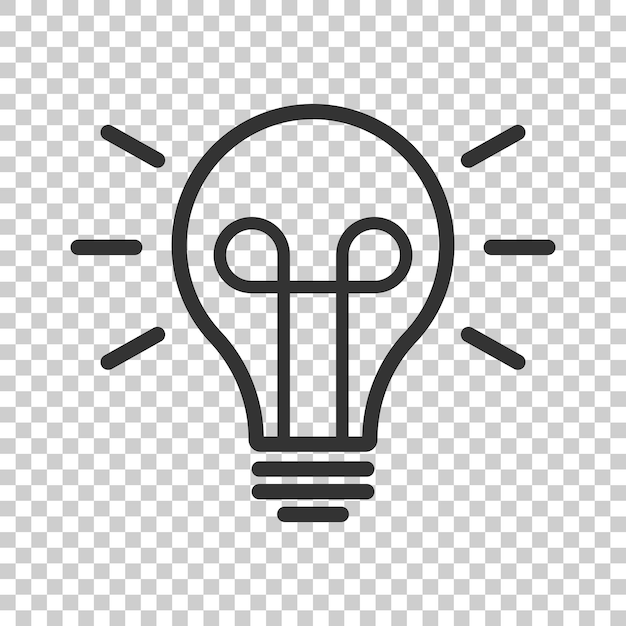 Icono de bombilla en estilo plano Ilustración vectorial de bombillas en un fondo aislado Idea de negocio de lámpara