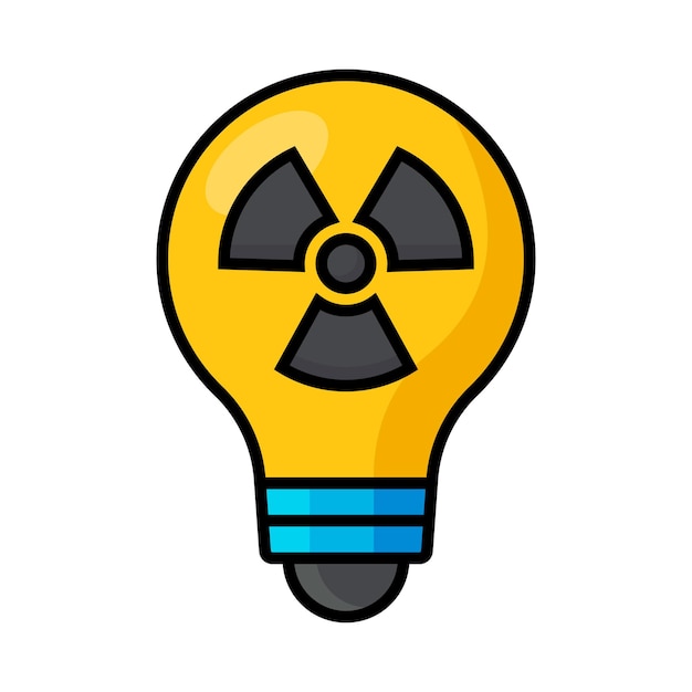 Vector icono de bombilla con ilustración vectorial del signo de peligro de radiación