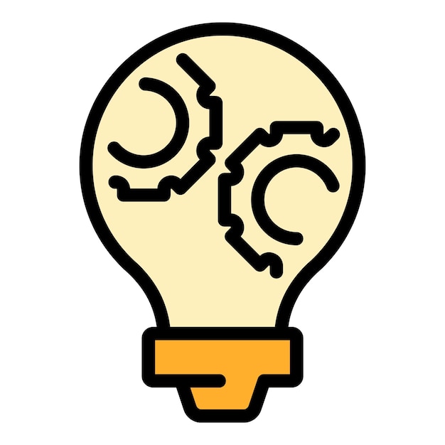 Icono de bombilla inteligente de engranaje Contorno Icono de vector de bombilla inteligente de engranaje para diseño web aislado en color plano de fondo blanco