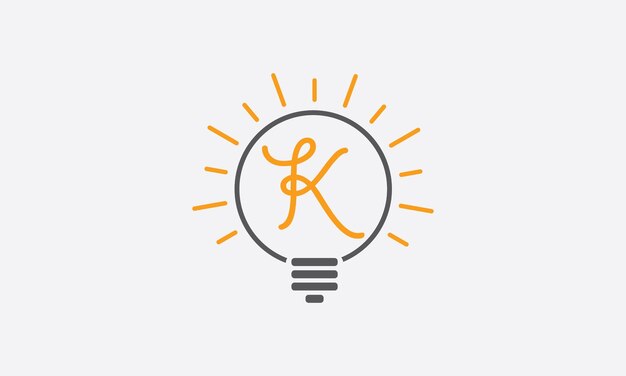 Icono de la bombilla letra K Símbolo de la idea Ilustración vectorial en un estilo plano