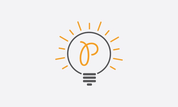 Icono de la bombilla letra P Símbolo de la idea Ilustración vectorial en un estilo plano