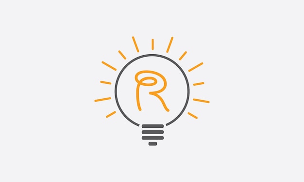 Icono de la bombilla letra R Símbolo de la idea Ilustración vectorial en un estilo plano
