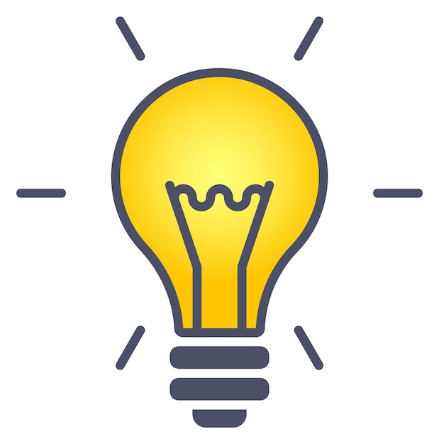 Icono de bombilla de luz amarilla Símbolo de lámpara brillante