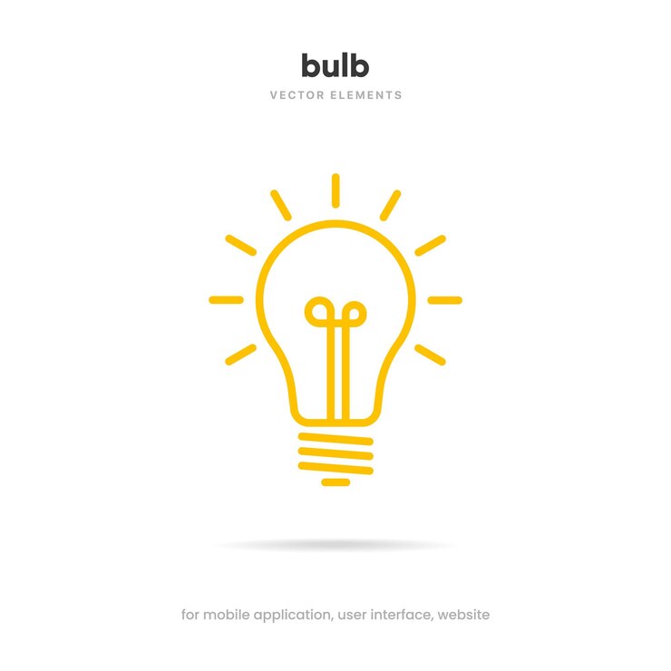Vector el icono de la bombilla de luz el signo de la idea la solución el pensamiento el símbolo del concepto la iluminación el signo eléctrico