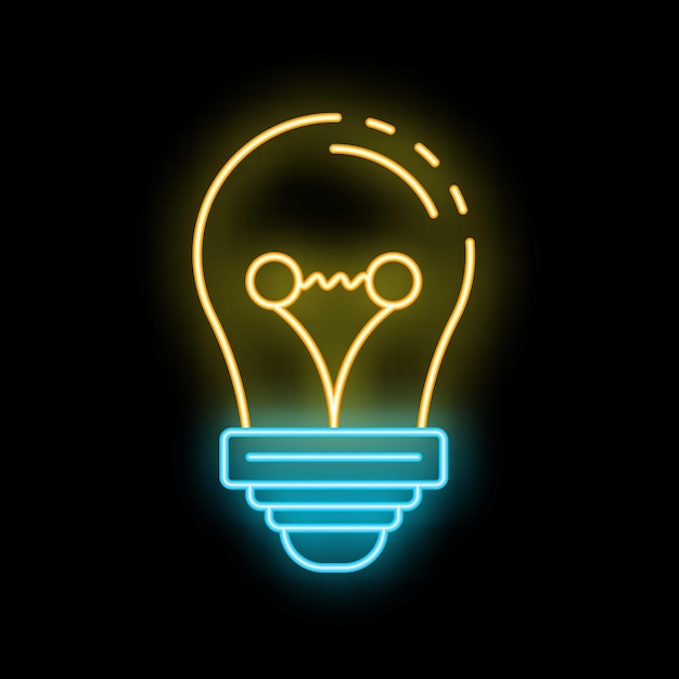 Icono de bombilla de neón brillante que representa la generación de ideas innovadoras
