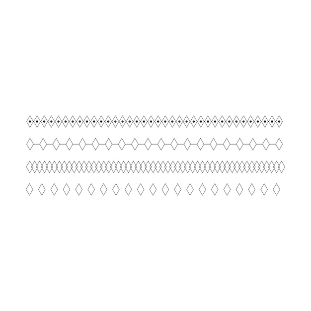 Icono de borde divisor de forma de rombo vector de línea horizontal para elemento de garabato vintage decorativo