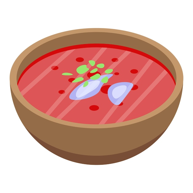 Icono de borscht rojo isométrico de icono de vector de borscht rojo para diseño web aislado sobre fondo blanco